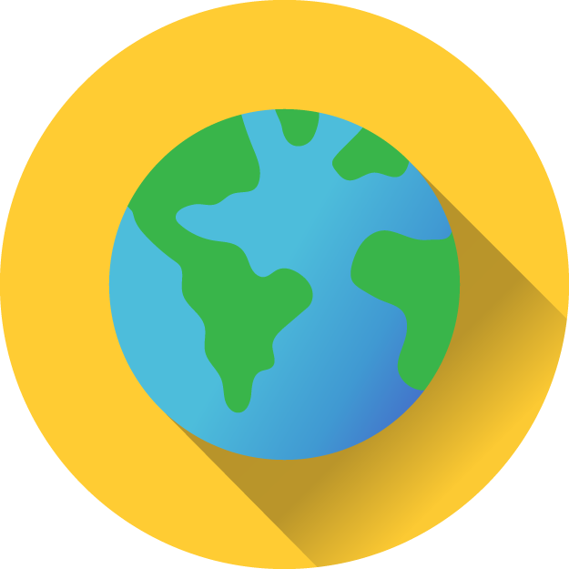 Icon of the globe against a gold background