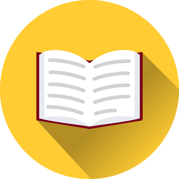 Icon of an open book against a gold background