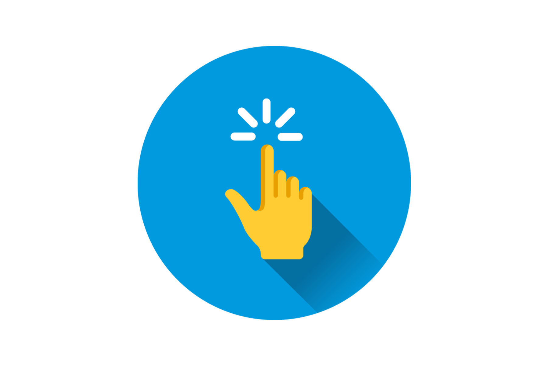 Icon of a pointer finger making a selection against a blue background