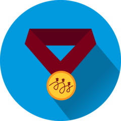 Icon of a gold medal against a blue background